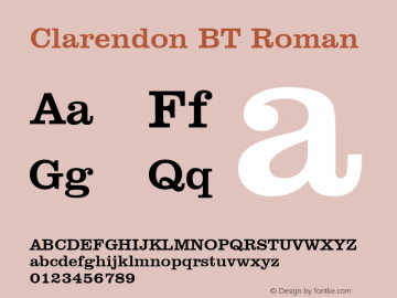 Clarendon BT Roman Version 1.01 emb4-OT图片样张