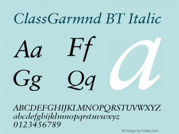 ClassGarmnd BT Italic Version 1.01 emb4-OT图片样张