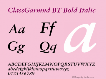 ClassGarmnd BT Bold Italic Version 1.01 emb4-OT图片样张