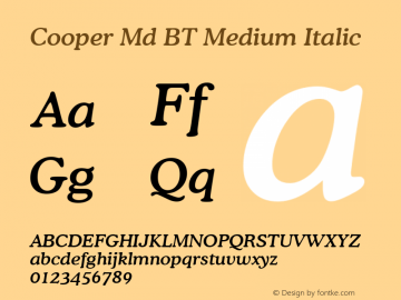 Cooper Md BT Medium Italic Version 1.01 emb4-OT图片样张