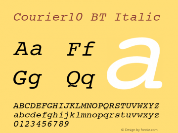 Courier10 BT Italic Version 1.01 emb4-OT图片样张