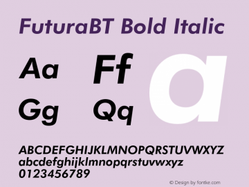 FuturaBT Bold Italic Version 3.10, build 22, s3图片样张