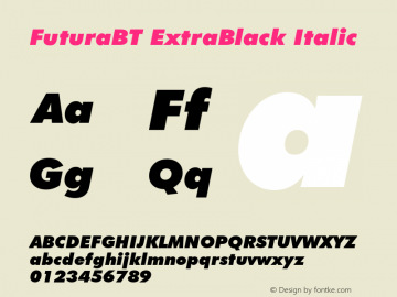 FuturaBT ExtraBlack Italic Version 3.10, build 19, s3图片样张