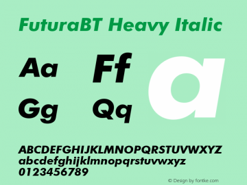 FuturaBT Heavy Italic Version 3.10, build 19, s3图片样张