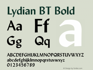 Lydian BT Bold Version 1.01 emb4-OT图片样张