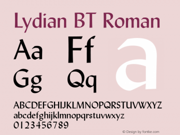 Lydian BT Roman Version 1.01 emb4-OT图片样张