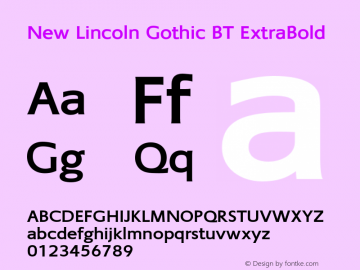 New Lincoln Gothic BT ExtraBold Version 1.000 2006图片样张