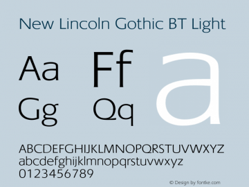 New Lincoln Gothic BT Light Version 1.000 2006图片样张