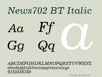 News702 BT Italic Version 2.00图片样张