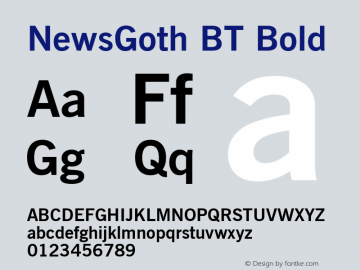 NewsGoth BT Bold Version 1.01 emb4-OT图片样张