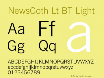 NewsGoth Lt BT Light Version 1.01 emb4-OT图片样张