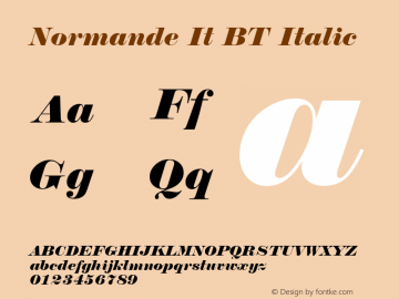 Normande It BT Italic Version 1.01 emb4-OT图片样张