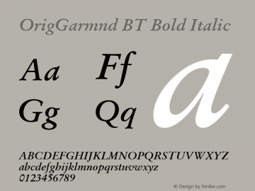 OrigGarmnd BT Bold Italic Version 1.01 emb4-OT图片样张