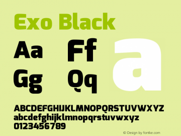 Exo Black Version 1.00 Font Sample