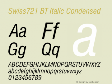 Swiss721 Cn BT Italic Version 5.0图片样张