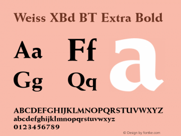 Weiss XBd BT Extra Bold Version 1.01 emb4-OT图片样张
