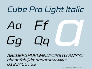CubePro-LightItalic Version 7.504; 2012; Build 1021图片样张