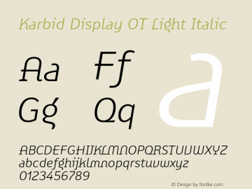 Karbid Display OT Light Italic Version 7.60图片样张