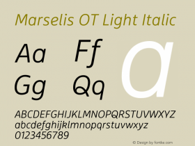 Marselis OT Light Italic Version 7.600, build 1028, FoPs, FL 5.04图片样张
