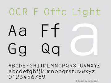 OCR F Offc Light Version 7.504; 2011; Build 1020图片样张