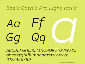 BasicGothicPro-LightItalic Version 7.504; 2010; Build 1002图片样张