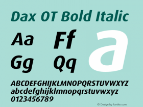 Dax OT Bold Italic Version 7.504; 2005; Build 1026图片样张