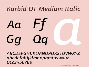 Karbid OT Medium Italic Version 7.60图片样张