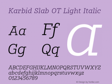 Karbid Slab OT Light Italic Version 7.60图片样张