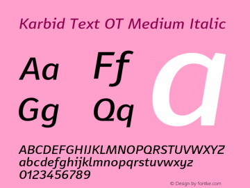 Karbid Text OT Medium Italic Version 7.60图片样张