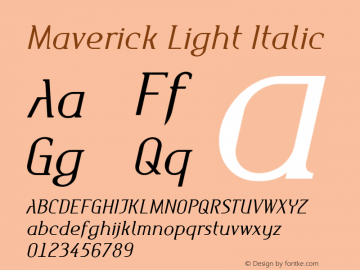 Maverick Light Italic 001.000 Font Sample