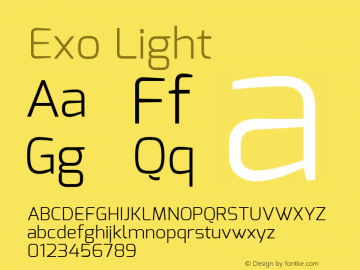 Exo Light Version 1.00 Font Sample