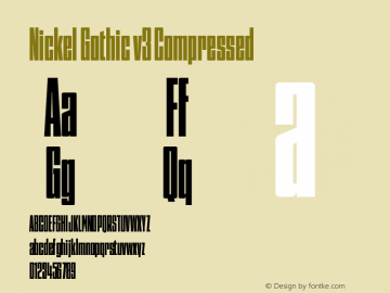 Nickel Gothic v3 Compressed Version 3.000;Glyphs 3.1.1 (3136)图片样张