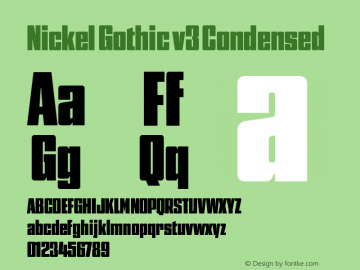 Nickel Gothic v3 Condensed Version 3.000;Glyphs 3.1.1 (3136)图片样张