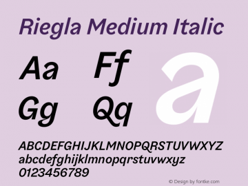 Riegla Medium Italic Version 1.1图片样张