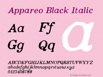 Appareo Black Italic Version 1.000 | FøM Fix图片样张