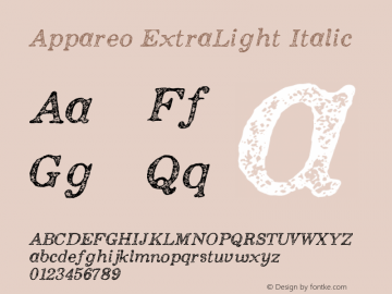 Appareo ExtraLight Italic Version 1.000 | FøM Fix图片样张