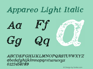Appareo Light Italic Version 1.000 | FøM Fix图片样张