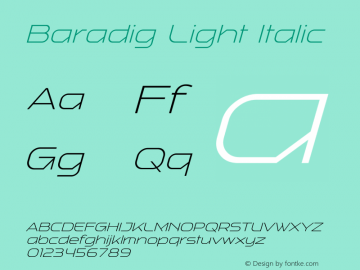 Baradig Light Italic Version 1.000 | FøM Fix图片样张