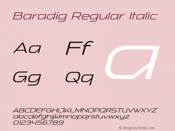 Baradig Regular Italic Version 1.000 | FøM Fix图片样张
