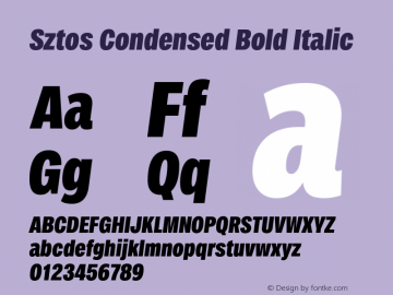Sztos Condensed Bold Italic Version 1.000;Glyphs 3.1.2 (3151)图片样张