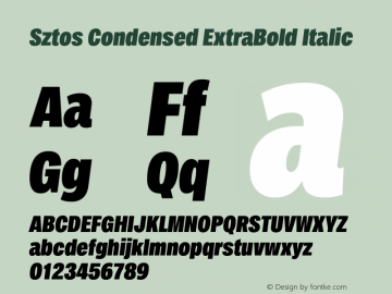 Sztos Condensed ExtraBold Italic Version 1.000;Glyphs 3.1.2 (3151)图片样张