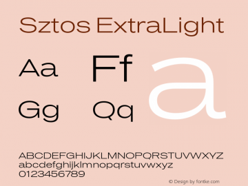 Sztos ExtraLight Version 1.000;Glyphs 3.1.2 (3151)图片样张