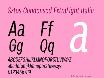 Sztos Condensed ExtraLight Italic Version 1.000;Glyphs 3.1.2 (3151)图片样张