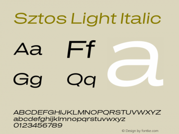 Sztos Light Italic Version 1.000;Glyphs 3.1.2 (3151)图片样张