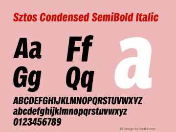 Sztos Condensed SemiBold Italic Version 1.000;Glyphs 3.1.2 (3151)图片样张