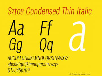Sztos Condensed Thin Italic Version 1.000;Glyphs 3.1.2 (3151)图片样张