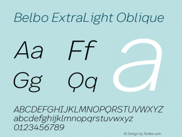 Belbo ExtraLight Oblique Version 1.200 | web-ttf图片样张