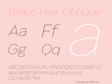 Belbo Hair Oblique Version 1.200 | web-ttf图片样张