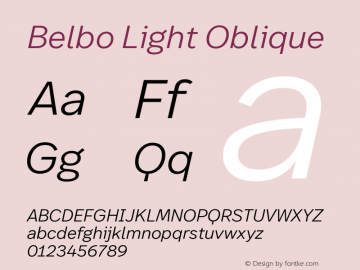Belbo Light Oblique Version 1.200 | web-ttf图片样张