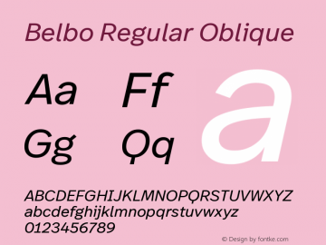 Belbo Regular Oblique Version 1.200 | web-ttf图片样张